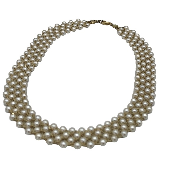 18” Vintage Woven Faux Pearl Necklace - Picture 4 of 8
